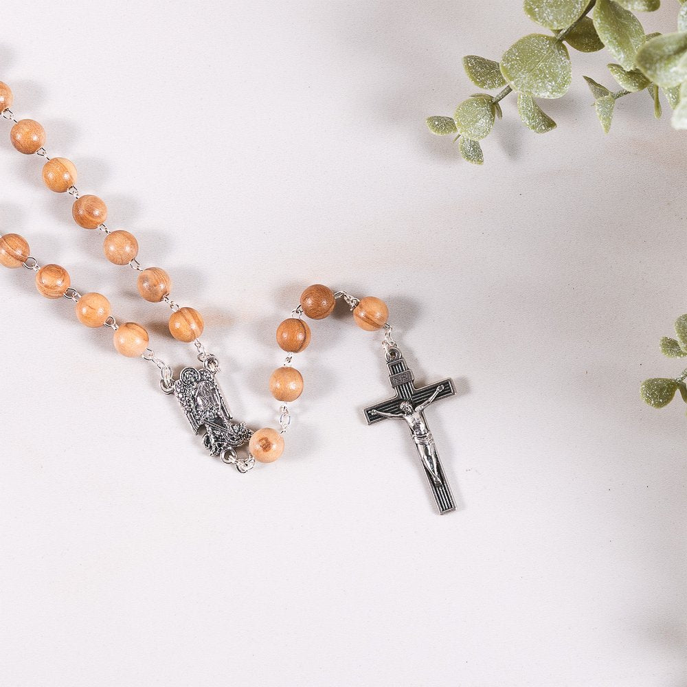 St. Michael the Warrior Olive Wood Rosary