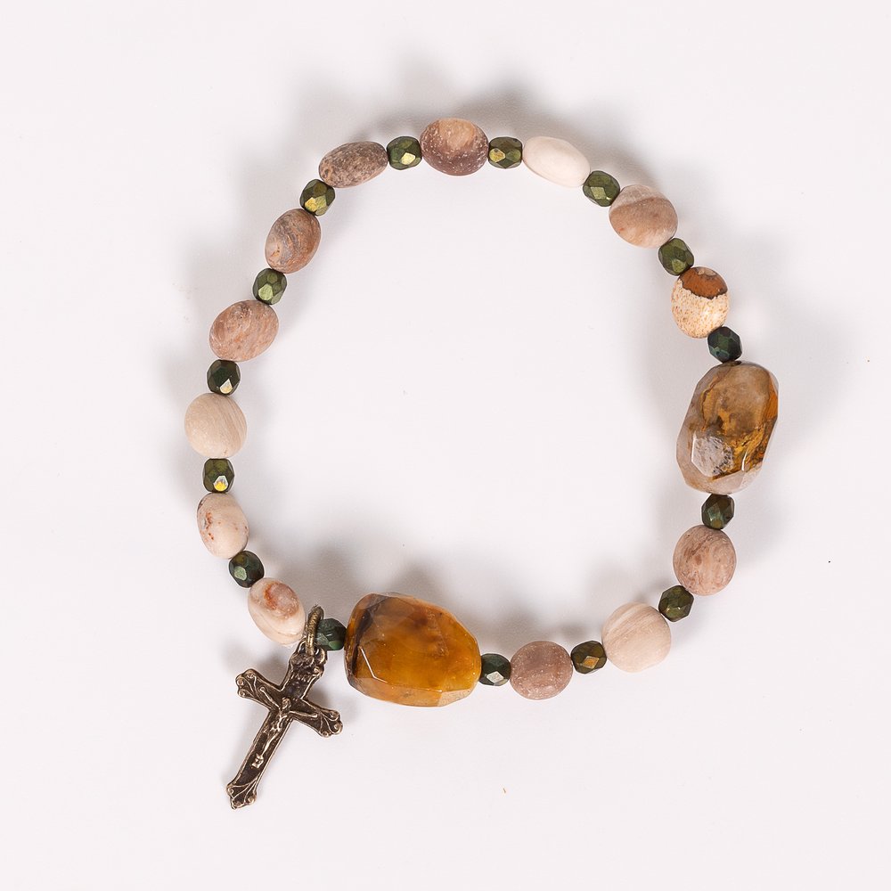 St. Hildegard Honeycomb Rosary Bracelet