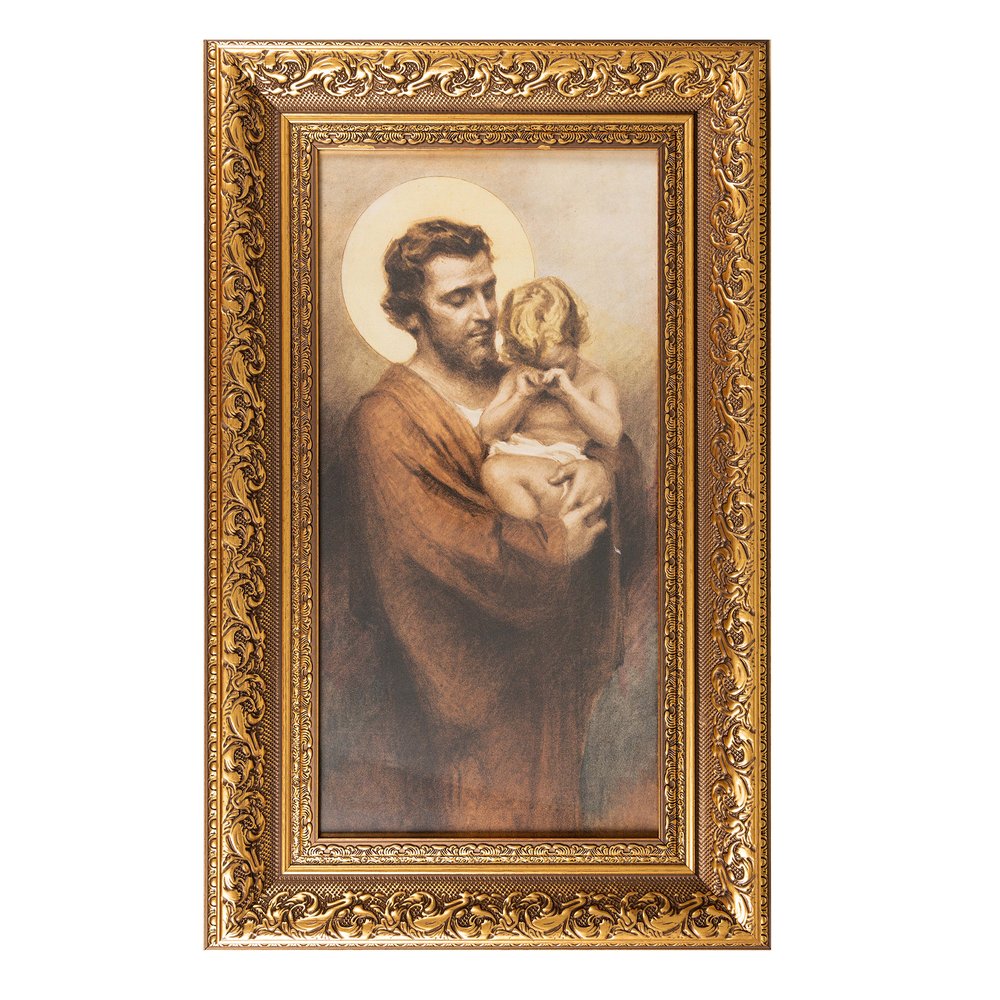 Gold Leaf  St. Joseph & the Crying Jesus Framed Art Print
