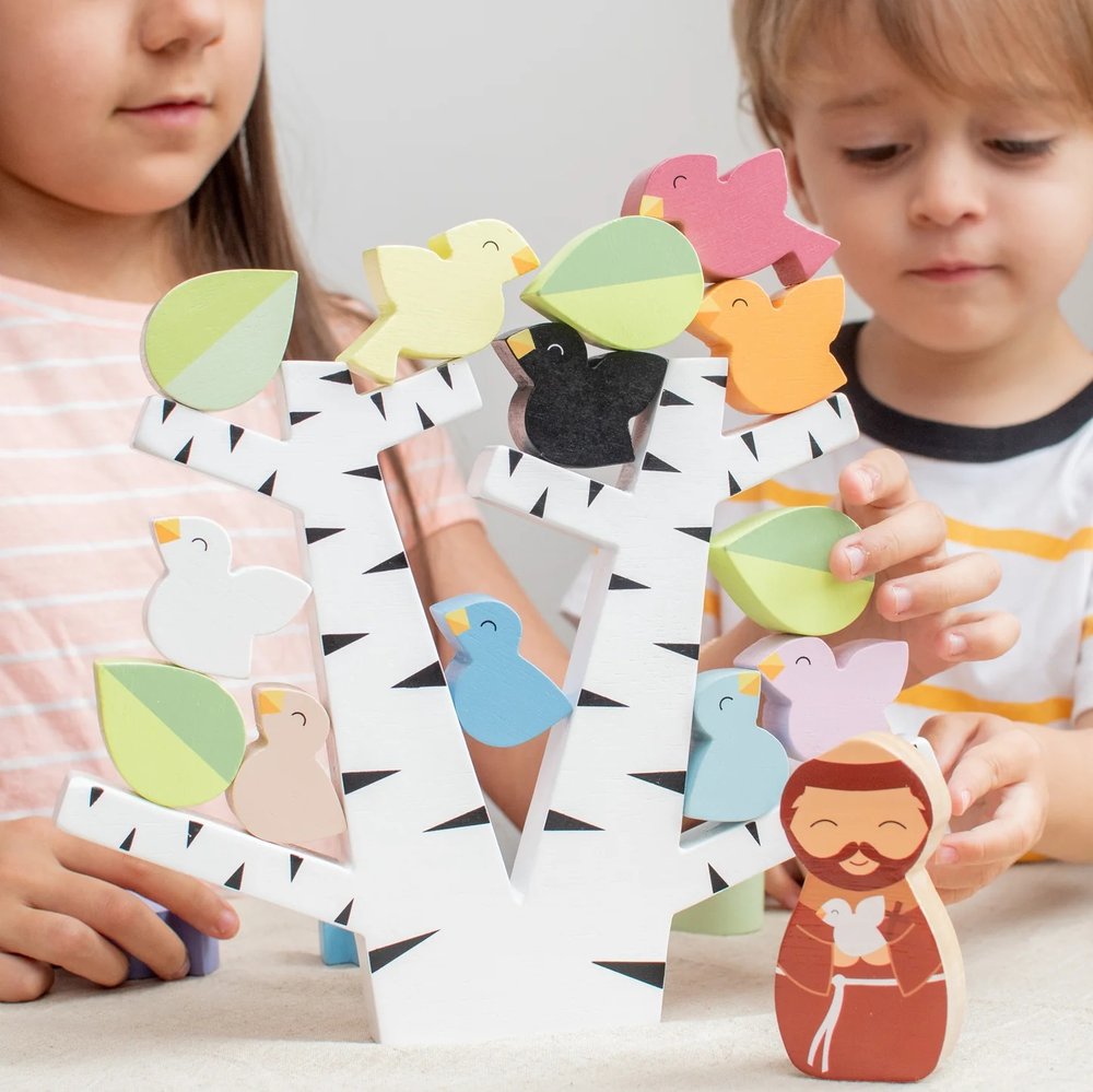St. Francis Preaches To The Birds Wooden Stacking Toy Game