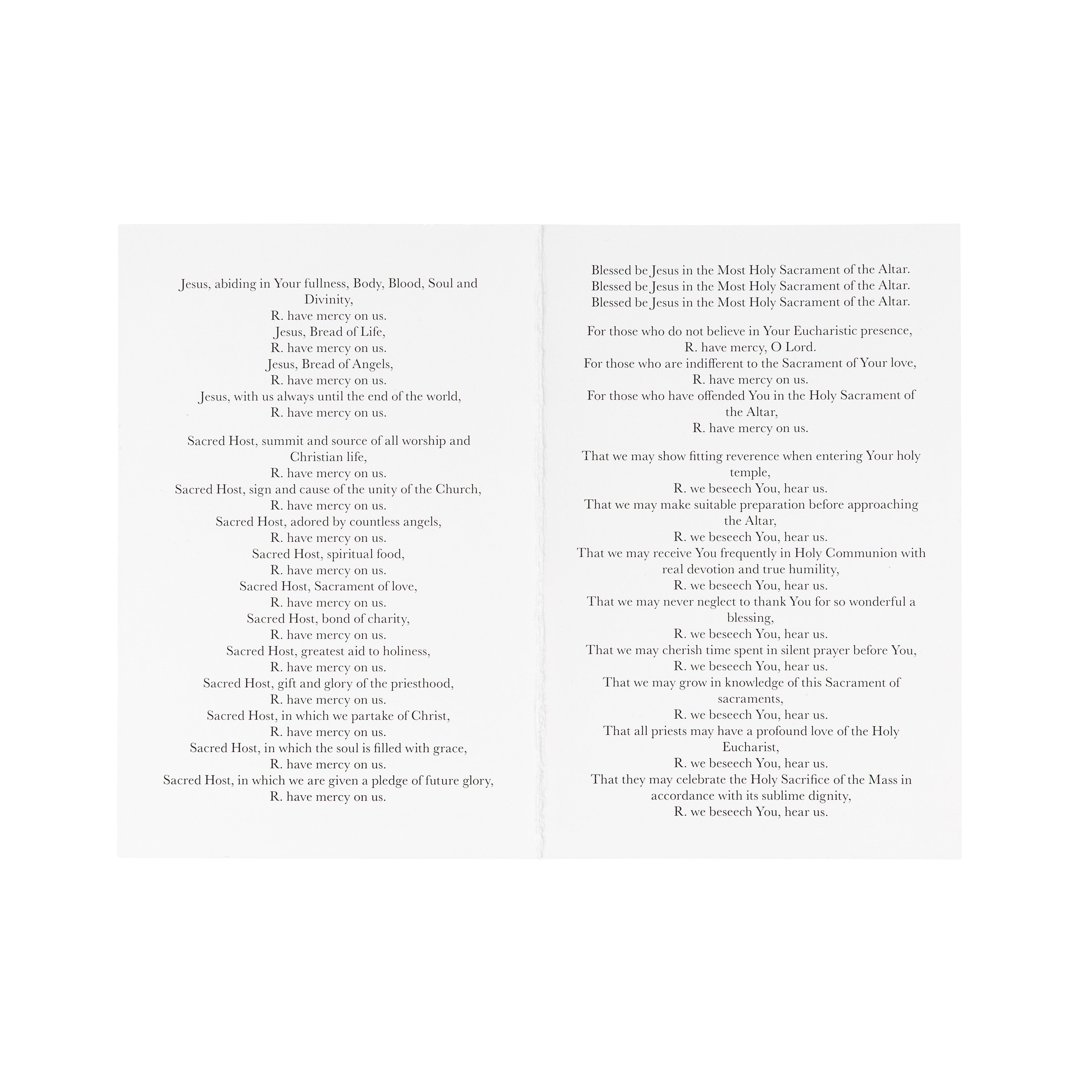 Litany of the Most Blessed Sacrament Folded Prayer Card - Pack of 50