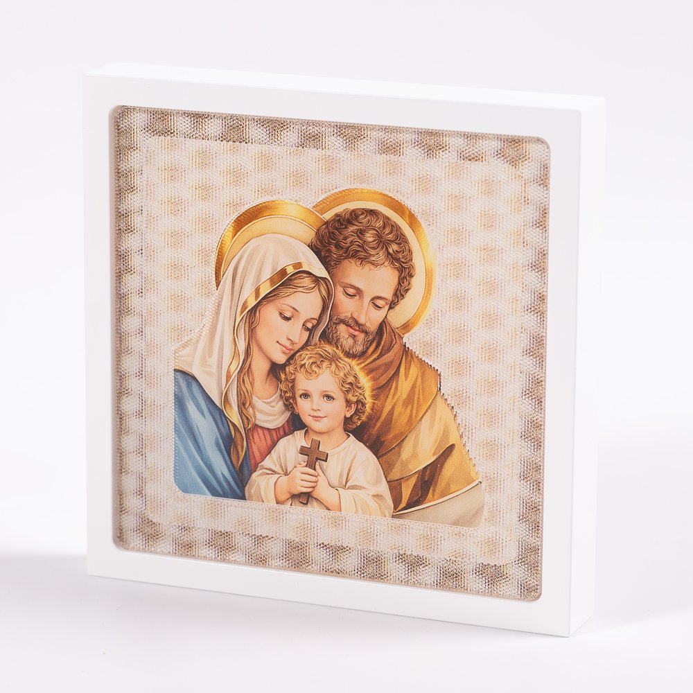 Italian Holy Family Wood Plaque - 6.7"