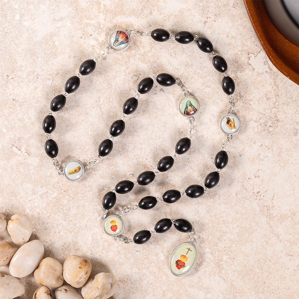 Black Glass Chaplet of the Five Wounds