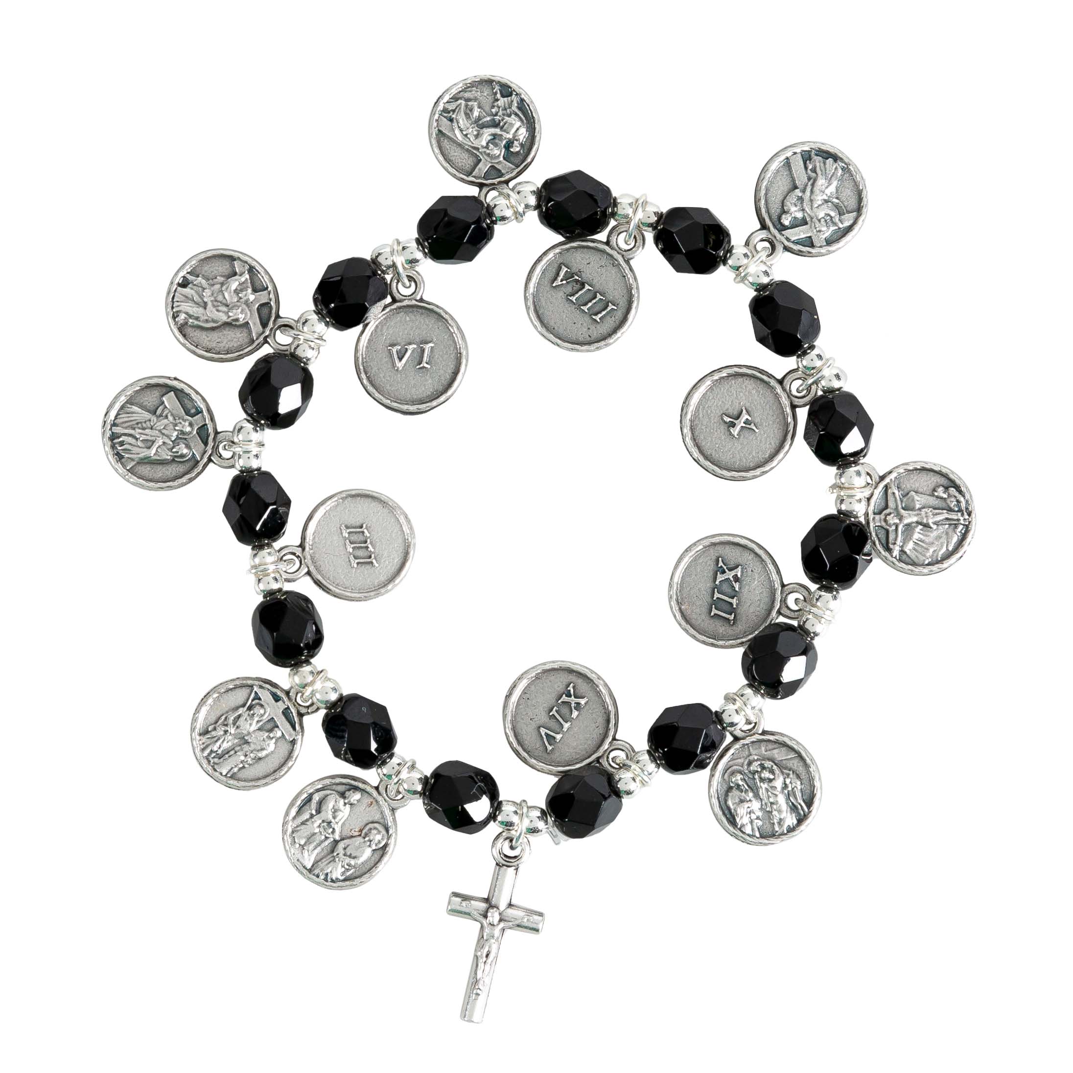 Black Crystal Stations of the Cross Bracelet
