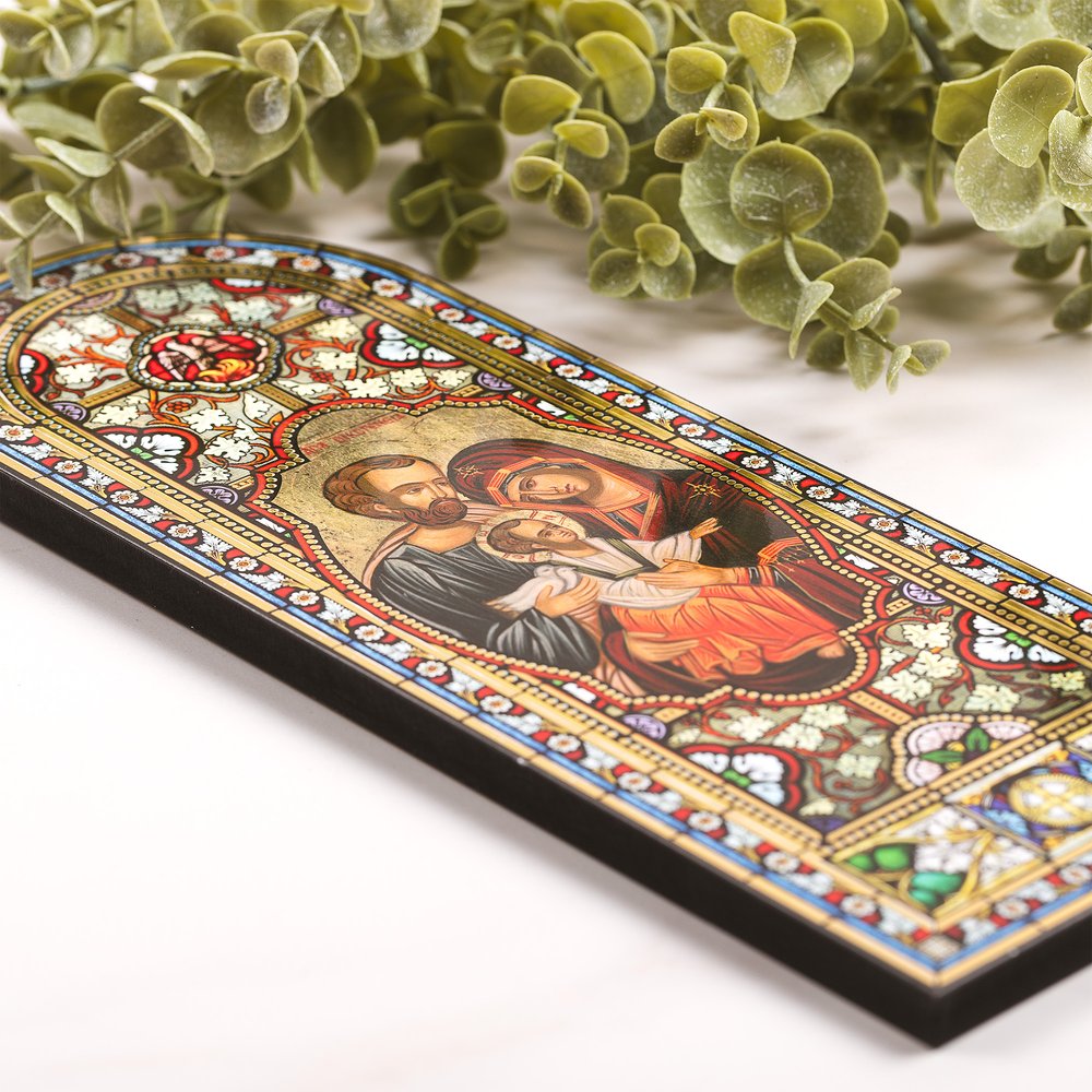 Cathedral Window Holy Family Icon Plaque