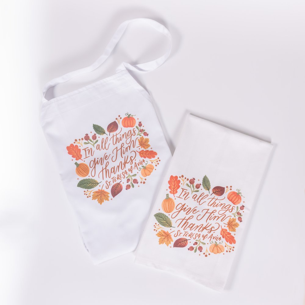St. Teresa of Avila Give Him Thanks Apron & Dish Towel Gift Set