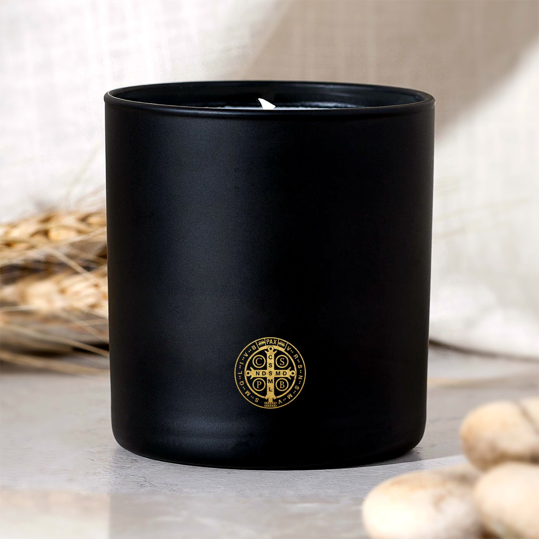 Black & Gold St. Benedict Medal Candle