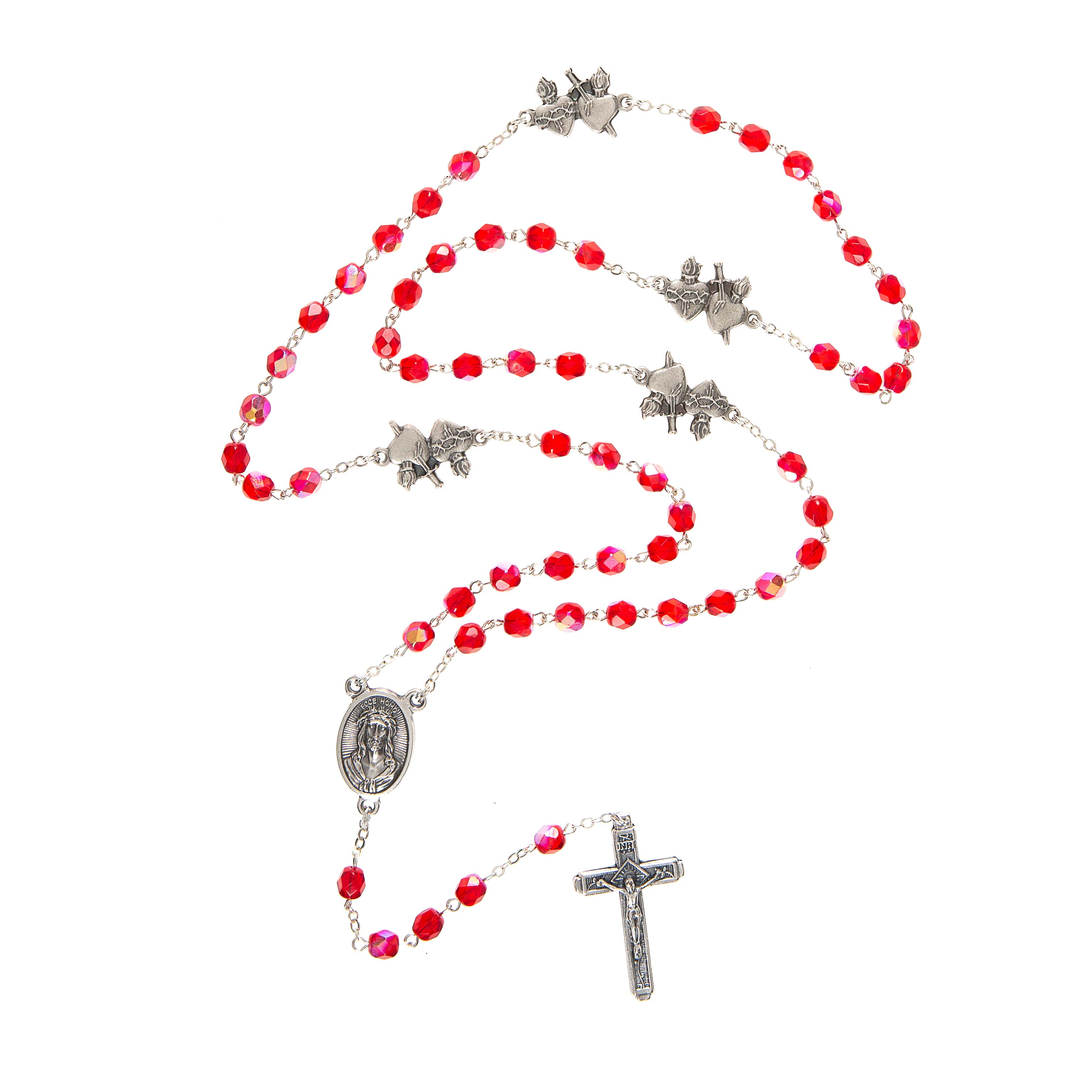 Firepolished Crystal Two Hearts Rosary