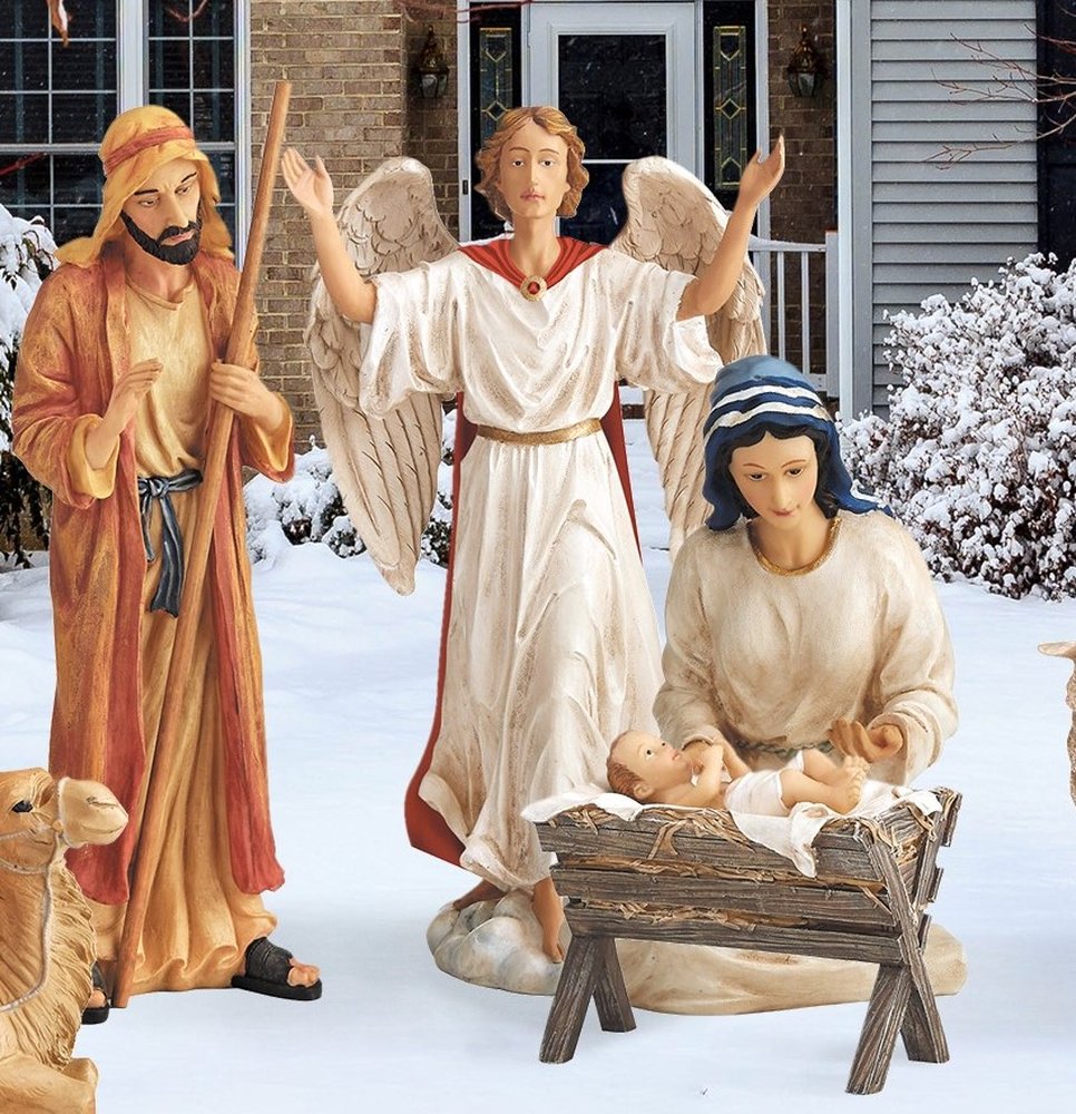 Printed Metal Outdoor Nativity Set - 12 Pieces