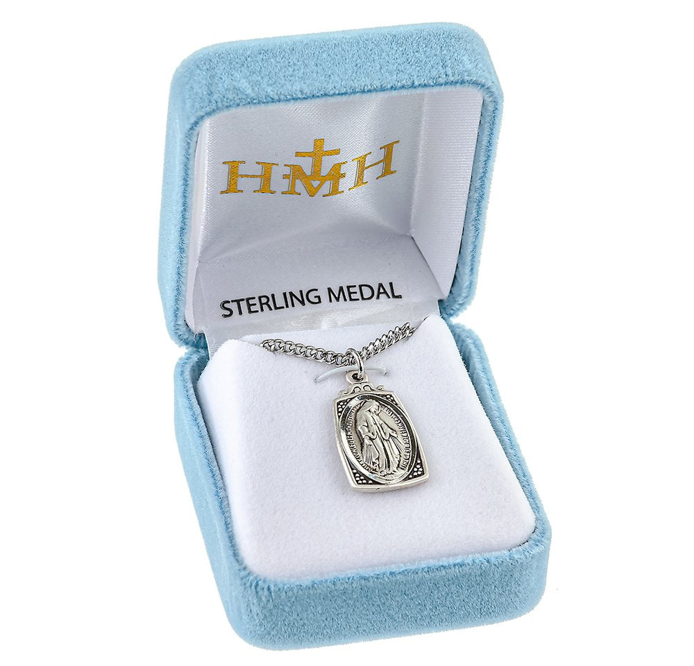 Sterling Silver Profile Miraculous Medal Necklace
