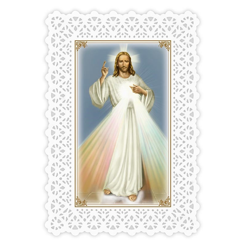 Divine Mercy Lace Holy Card
