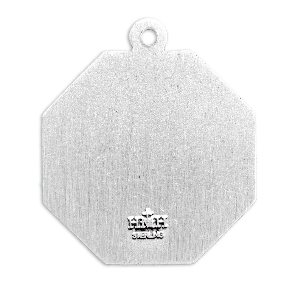 Sterling Silver Octagon St. Michael Medal Necklace