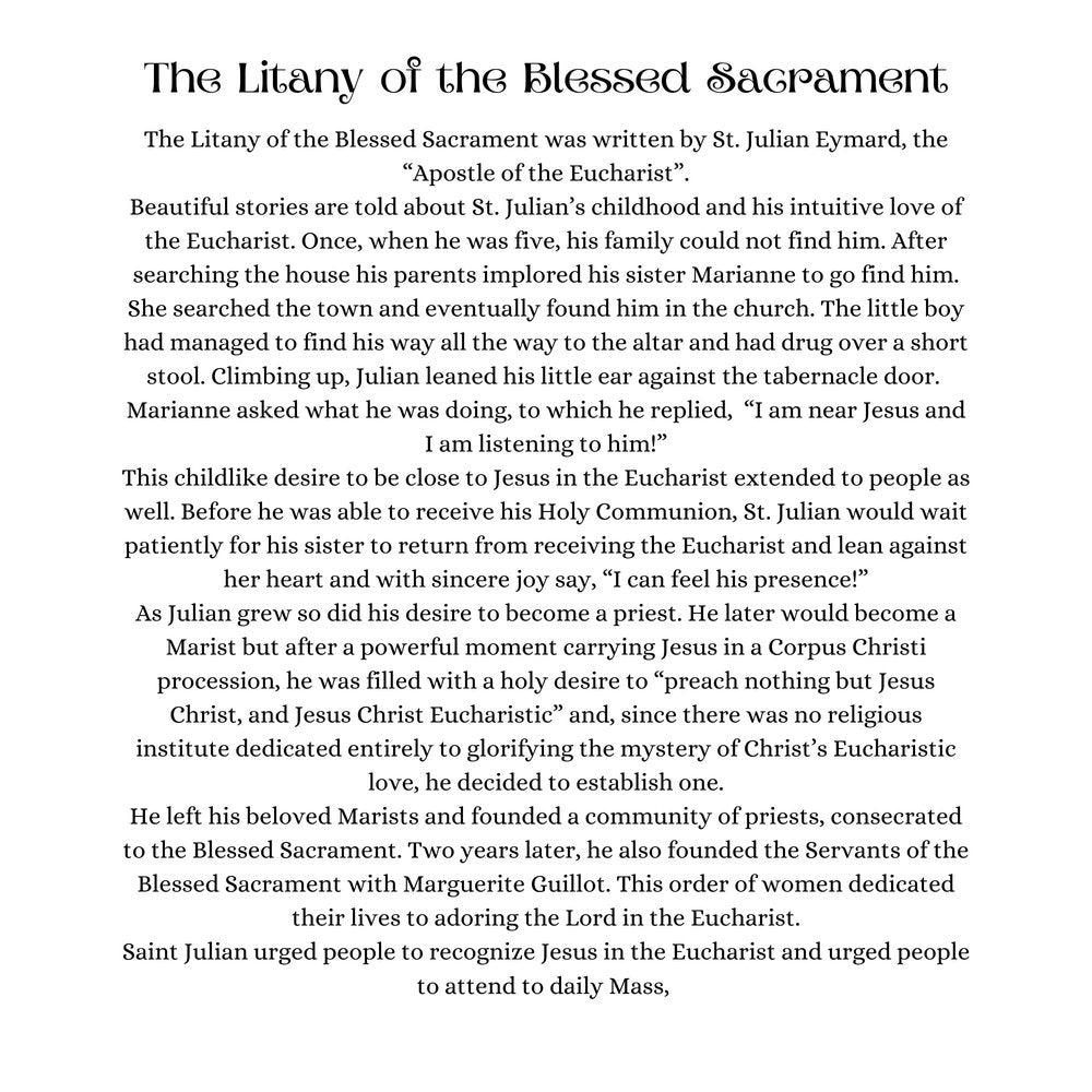 Litanies for Littles: The Most Blessed Sacrament