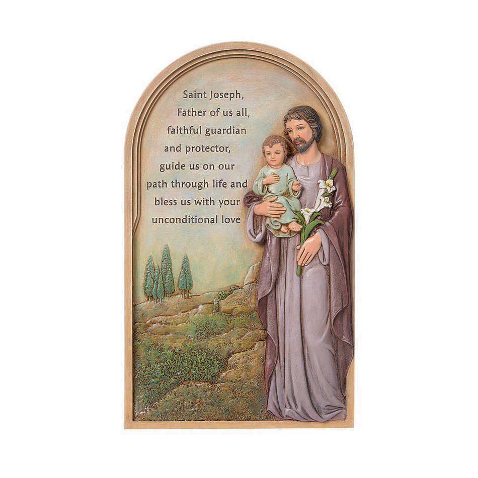 St. Joseph & Child Arched Wall Plaque - 9.25"