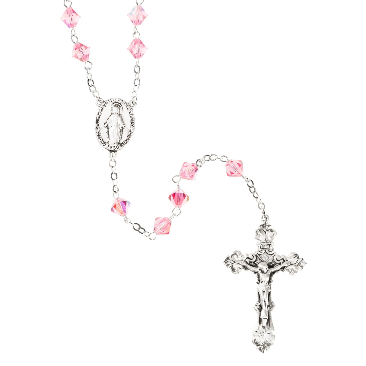 Swarovski Pink Crystal Rondelle and Sterling Rosary