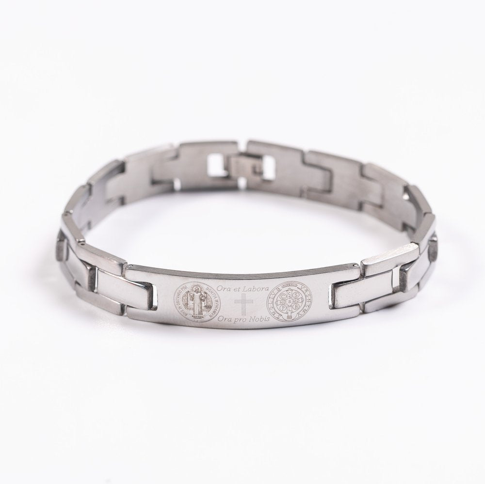 Ora et Labora Stainless Steel St. Benedict Bracelet