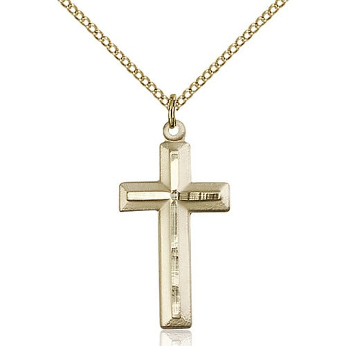 14kt Gold Filled Cross Pendant 1 1/8 X 1/2"