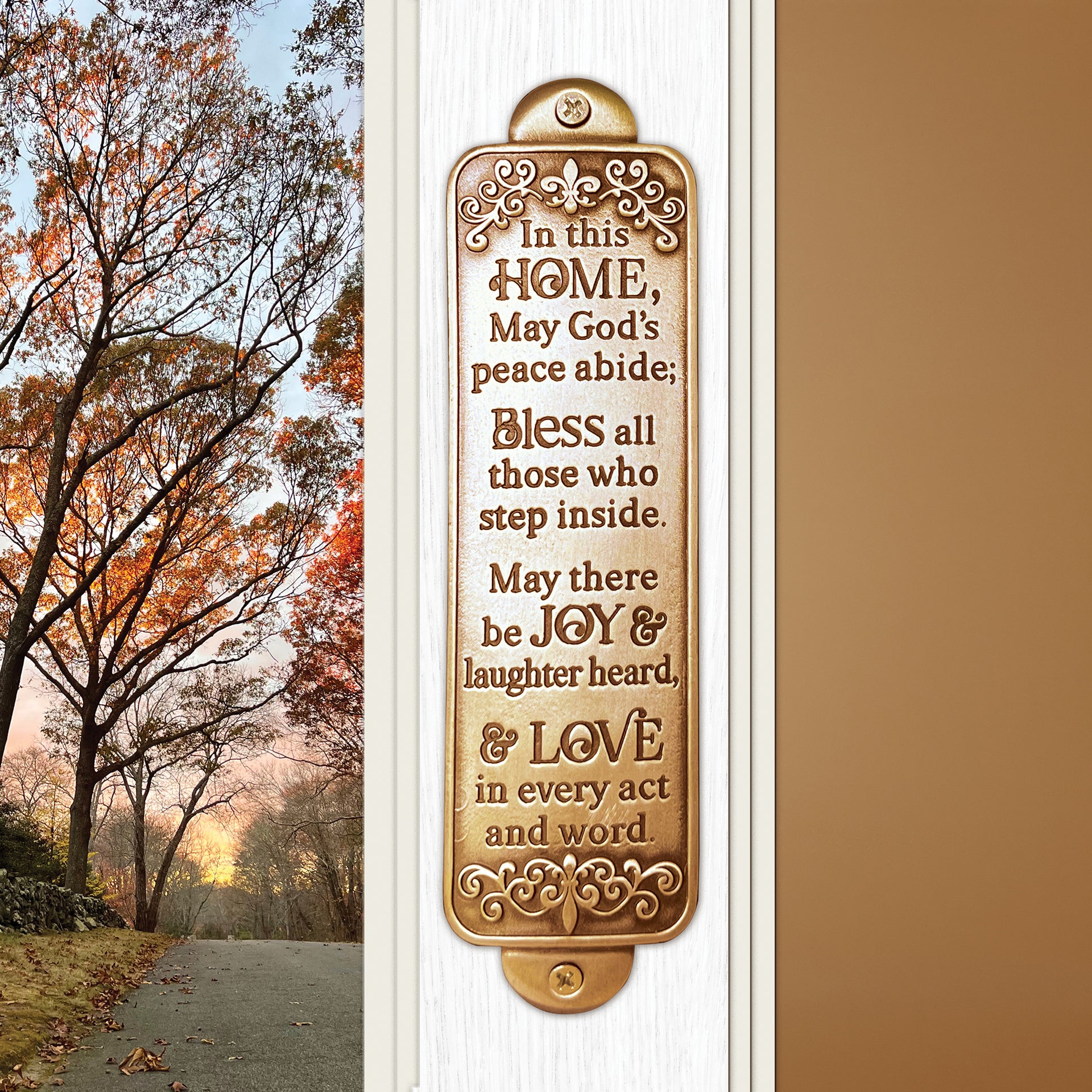 Wall Doorframe Plaque with Home Blessing Prayer - Gold or Bronze - Gold