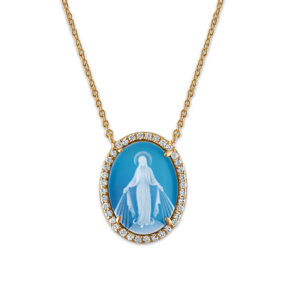 Petite Miraculous Mary Stone Cameo Necklace
