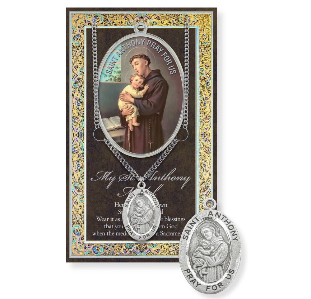 St. Anthony Pewter Medal Necklace & Prayer Card Pamphlet