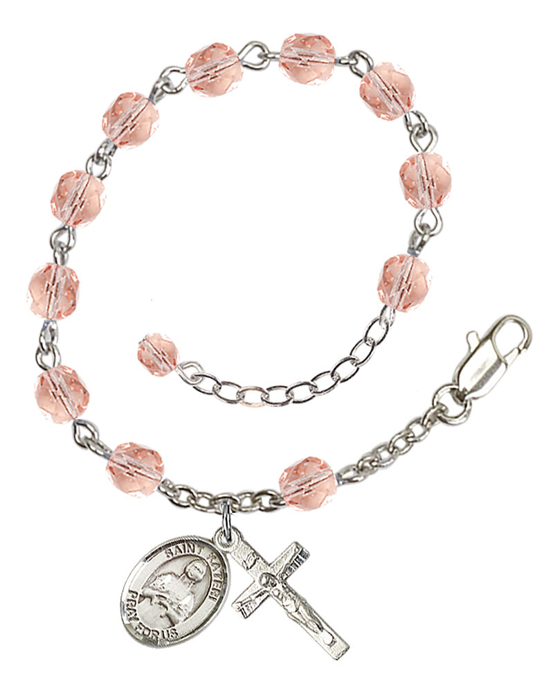 St. Kateri Tekakwitha Pink October Rosary Bracelet 6mm