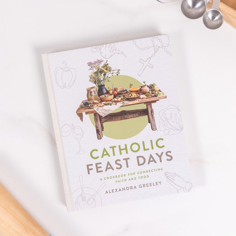 Catholic Feast Day Cookbook & Martha and Mary Kitchen Towel Gift Set