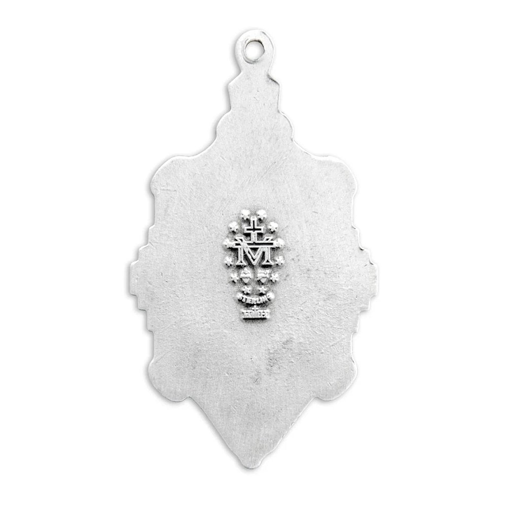 Silver & Black Art Deco Style Miraculous Medal Necklace