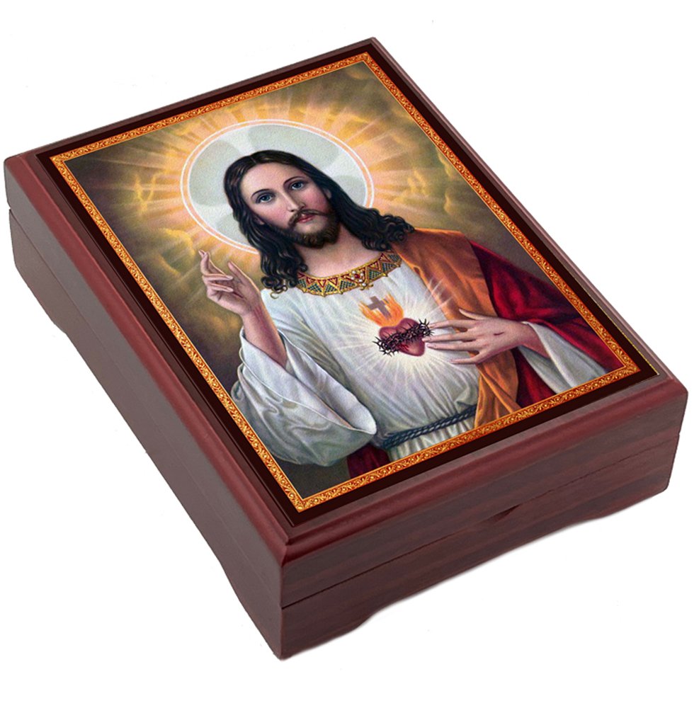 Sacred Heart Wood Keepsake Box