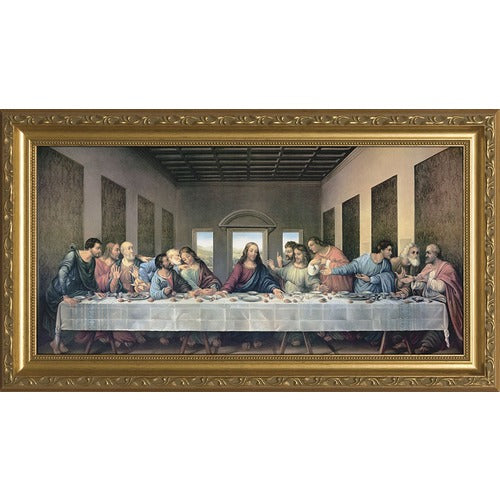 Beveled Gold Frame Da Vinci's Last Supper Restored - 5 x 10