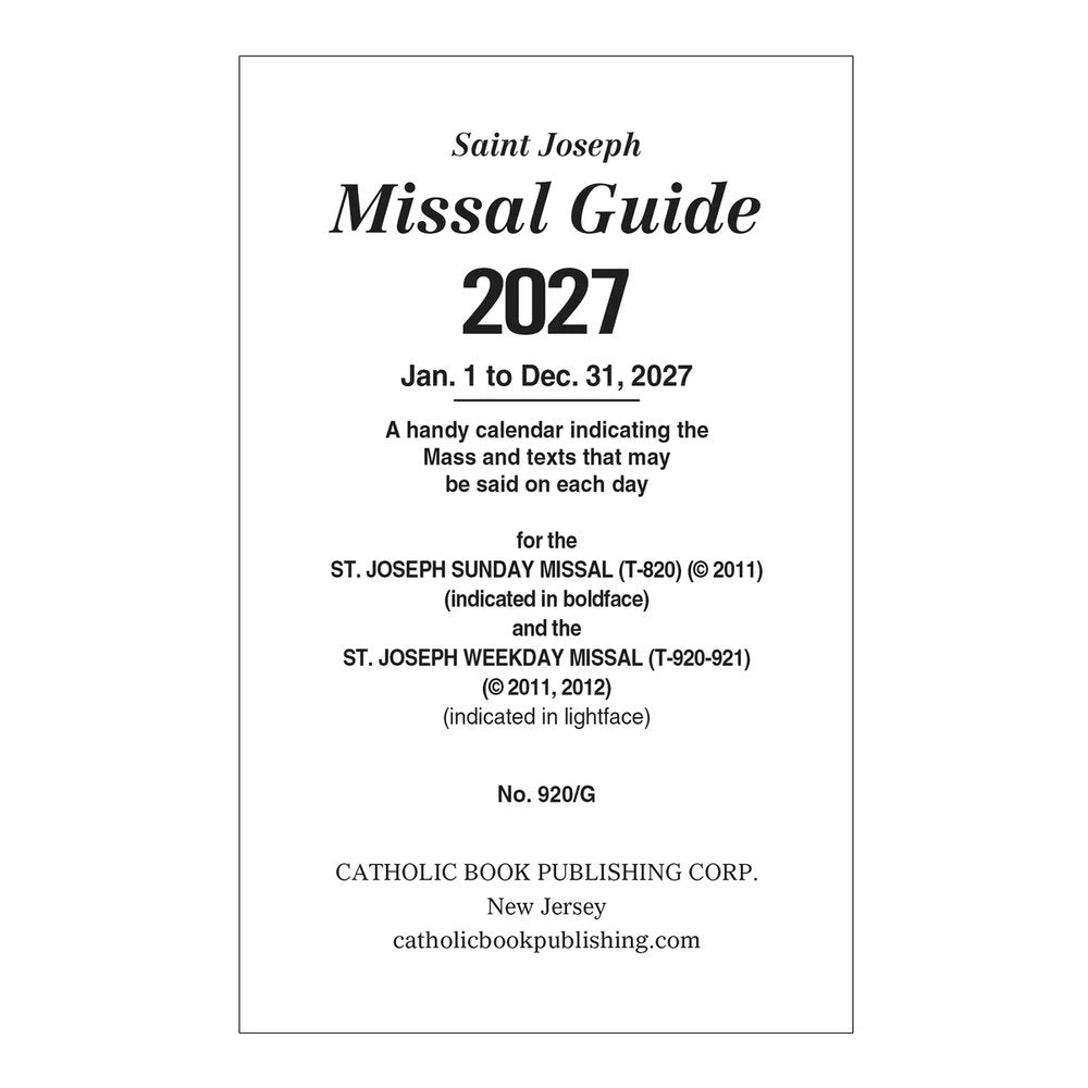 St. Joseph Missal Guide 2027
