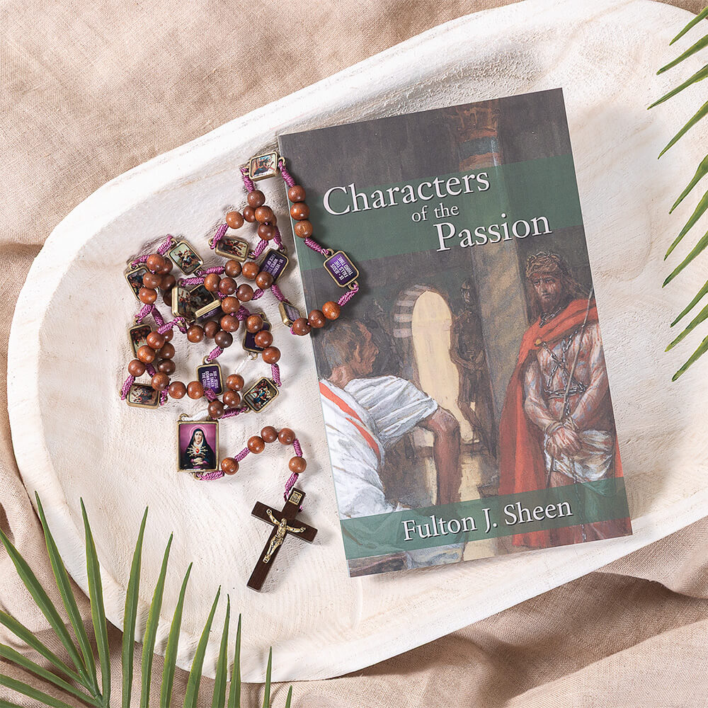 Characters Of The Passion Book & Stations of the Cross Beads (English) Gift Set