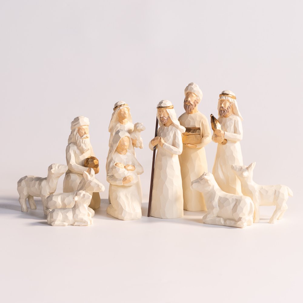Ivory & Gold Nativity Set - 11 Pieces