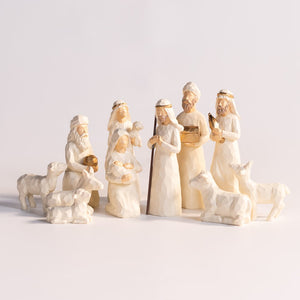 Ivory & Gold Nativity Set - 11 Pieces