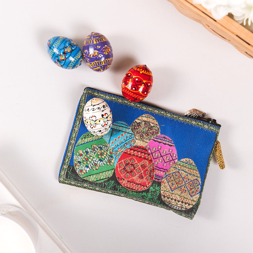 Handpainted Pysanky Egg Set with Tapestry Pouch