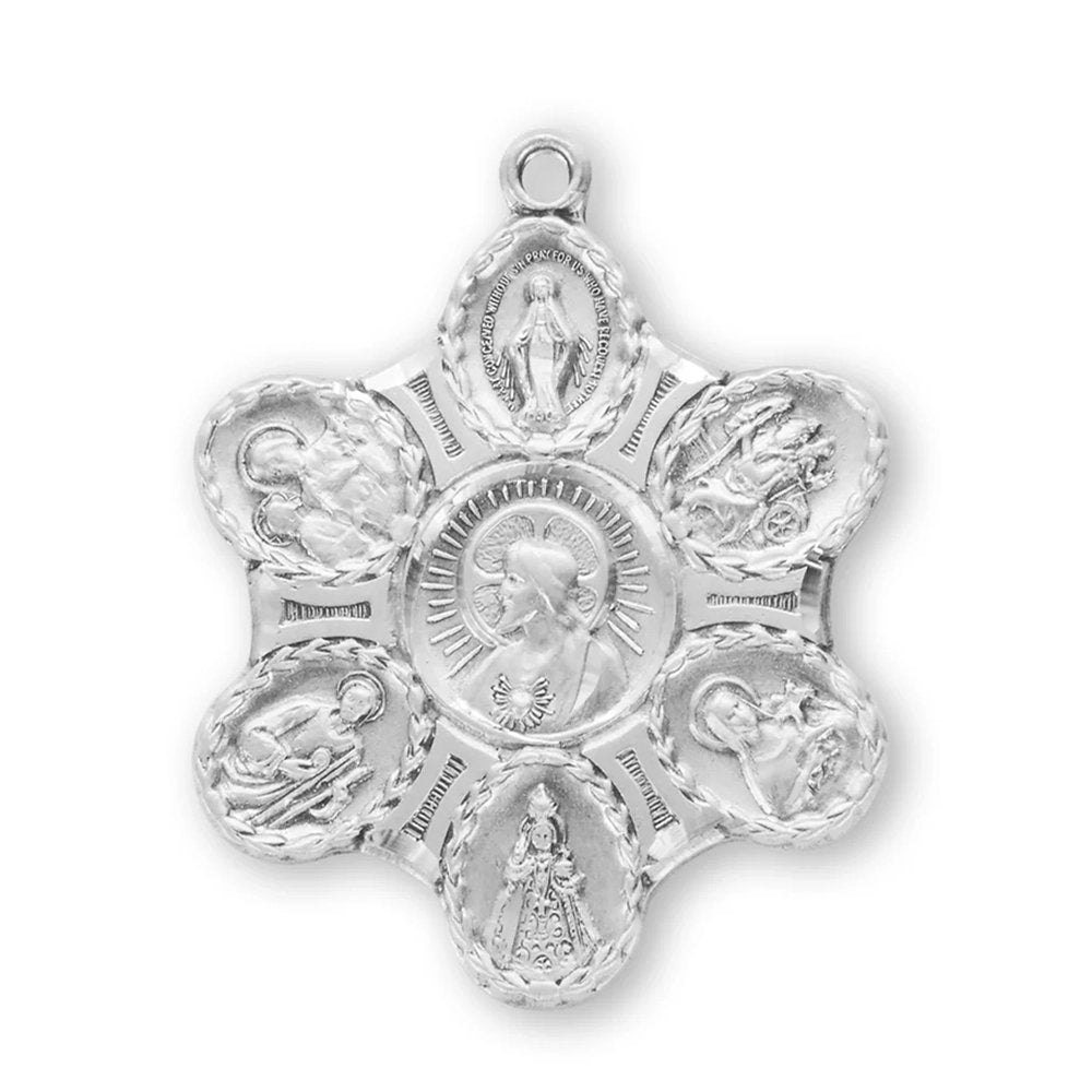 Sterling Silver 7 Way Medal Necklace