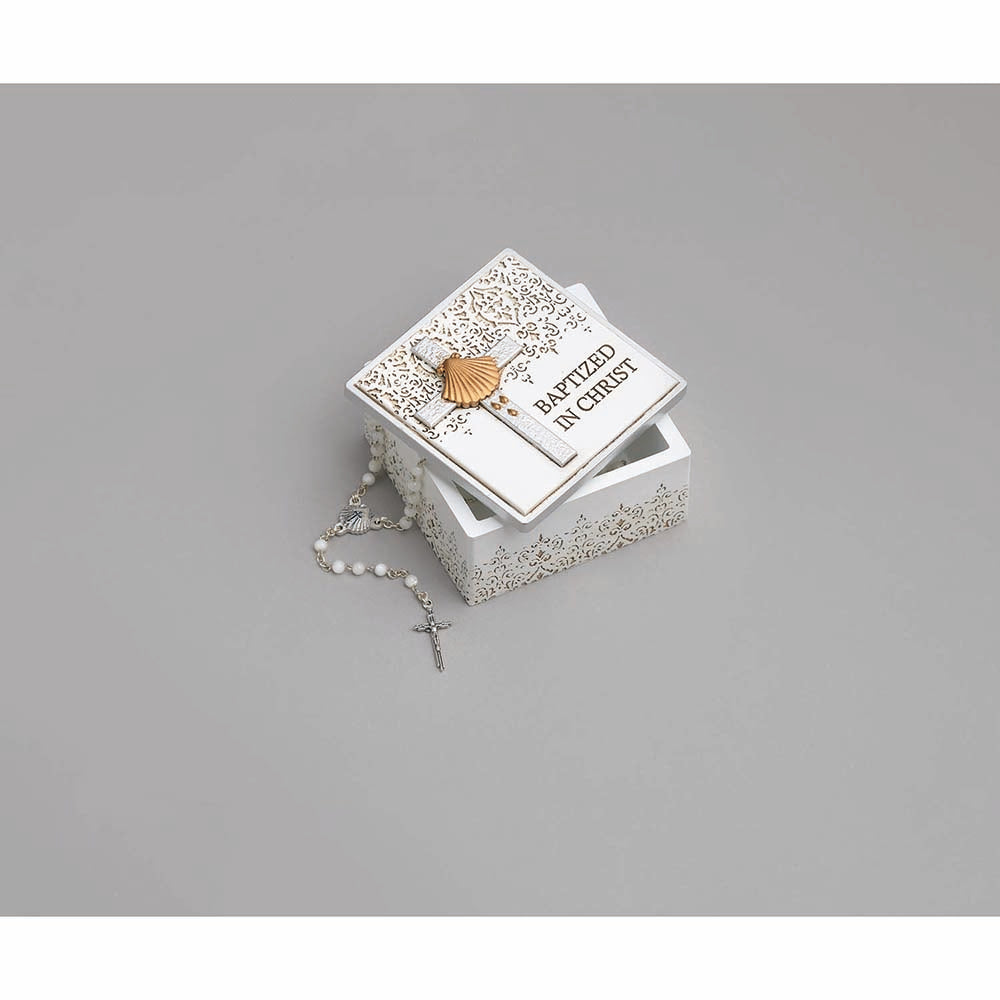 Lace & Scallop Baptism Keepsake Box - 1 .75"