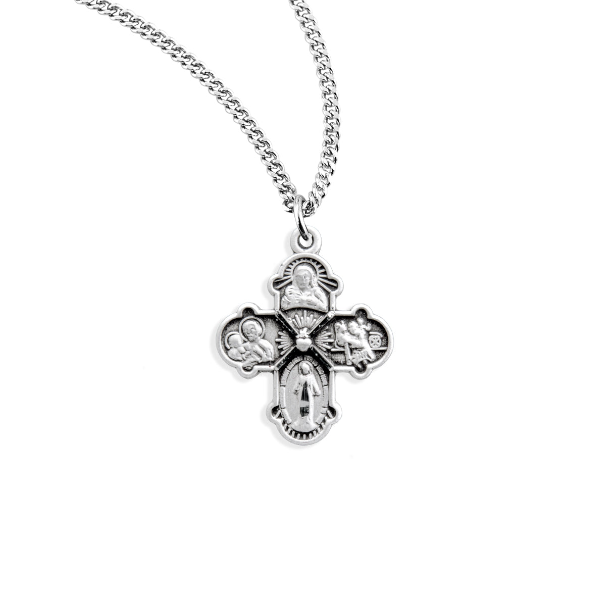 Petite Sterling Silver Four-Way Medal Necklace