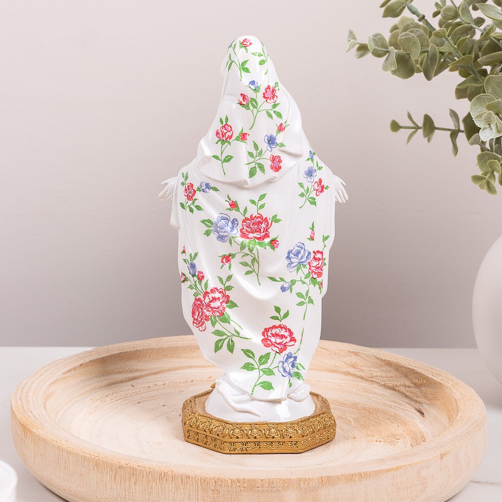 Mixed Floral Our Lady of Grace Statue - 8"