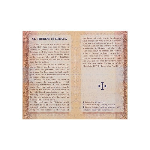 St. Therese of Lisieux - Mini Lives of the Saints Folded Prayer Card