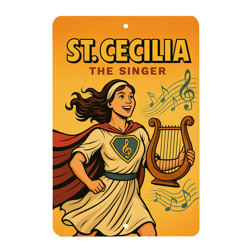 St. Cecilia Superhero Tin Sign