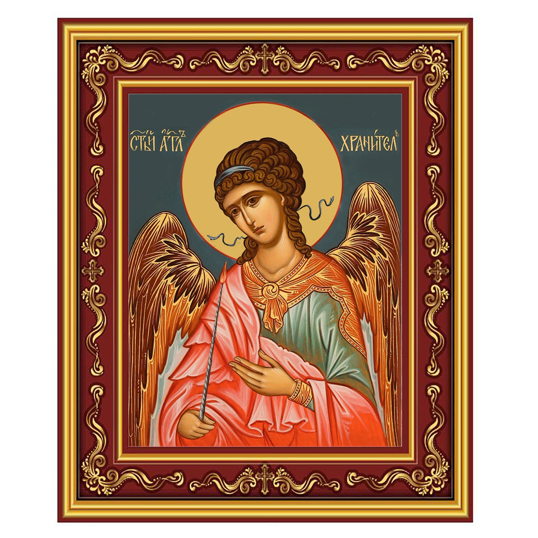 Gilded Guardian Angel Icon - 5.5"