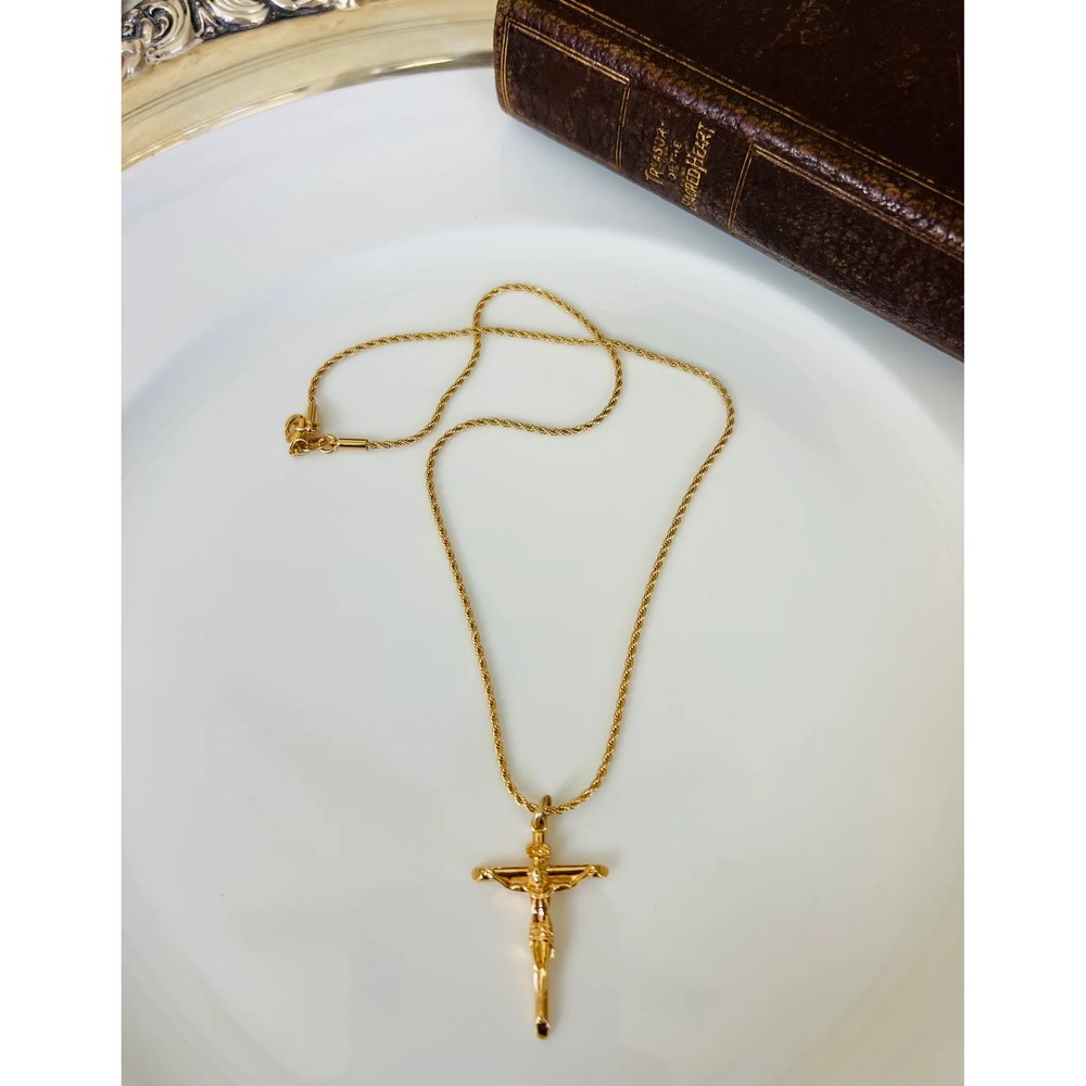 Radiant 14 KT Gold-Filled Slender Crucifix Necklace