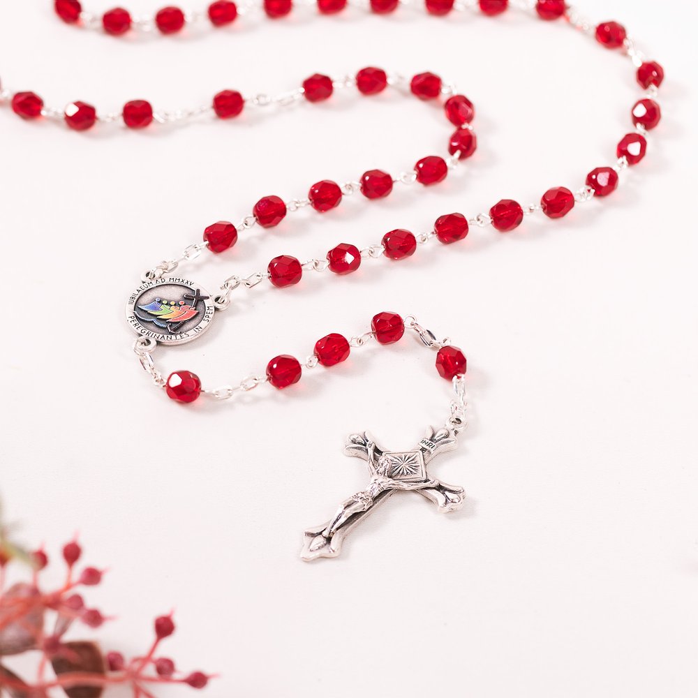 Jubilee of Hope Red Glass Rosary
