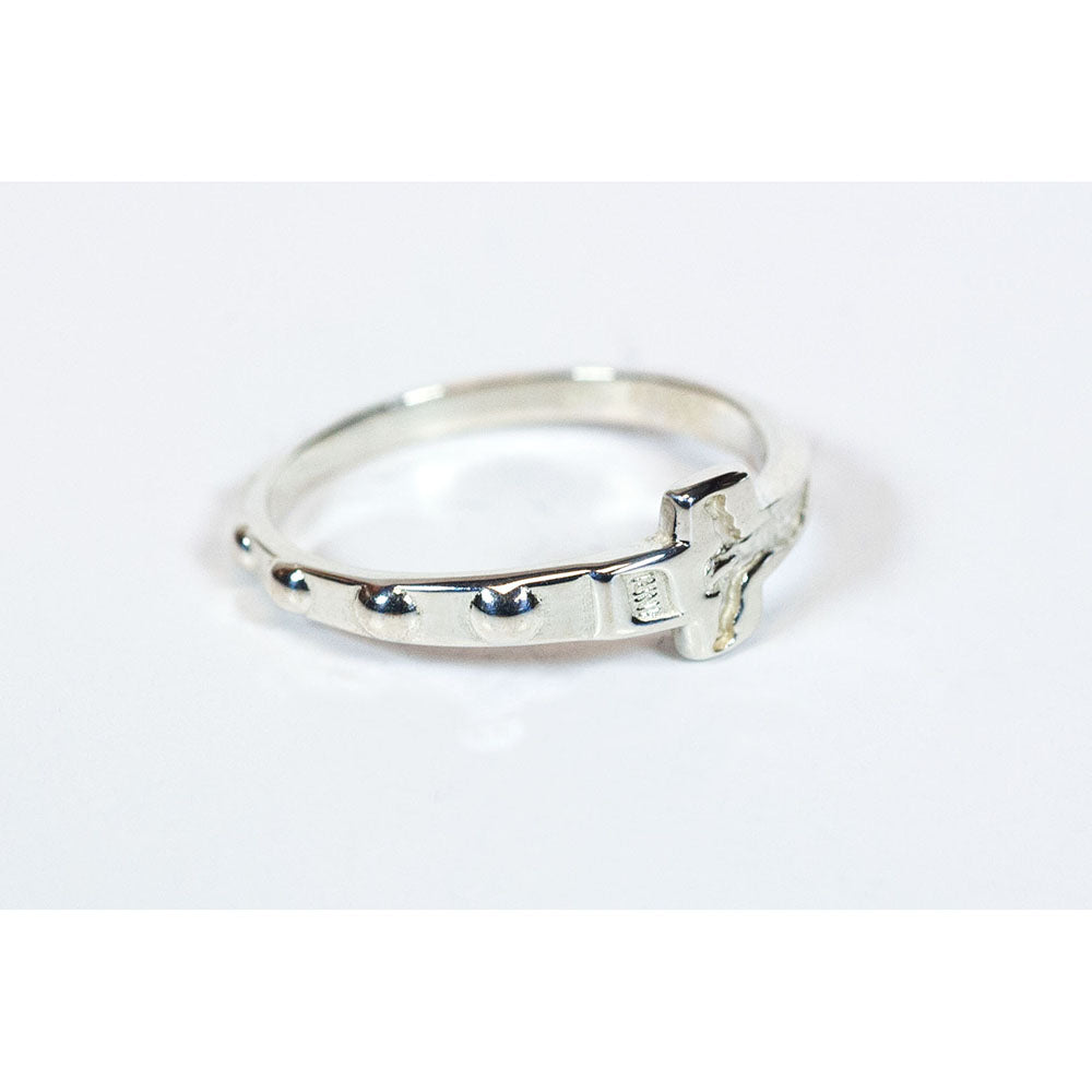 Sterling Silver Rosary Ring with Crucifix