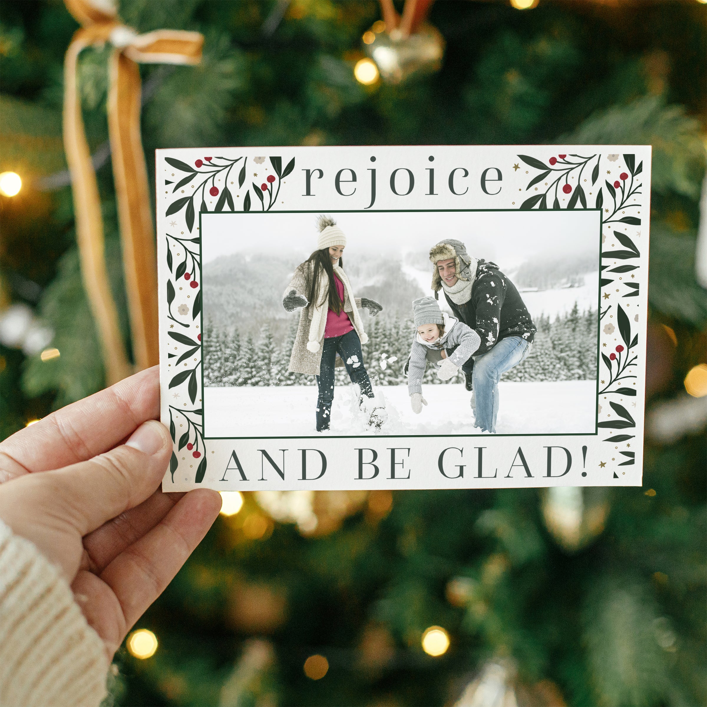 Personalized Rejoice & Be Glad Photo Christmas Cards - Multiple Quantities