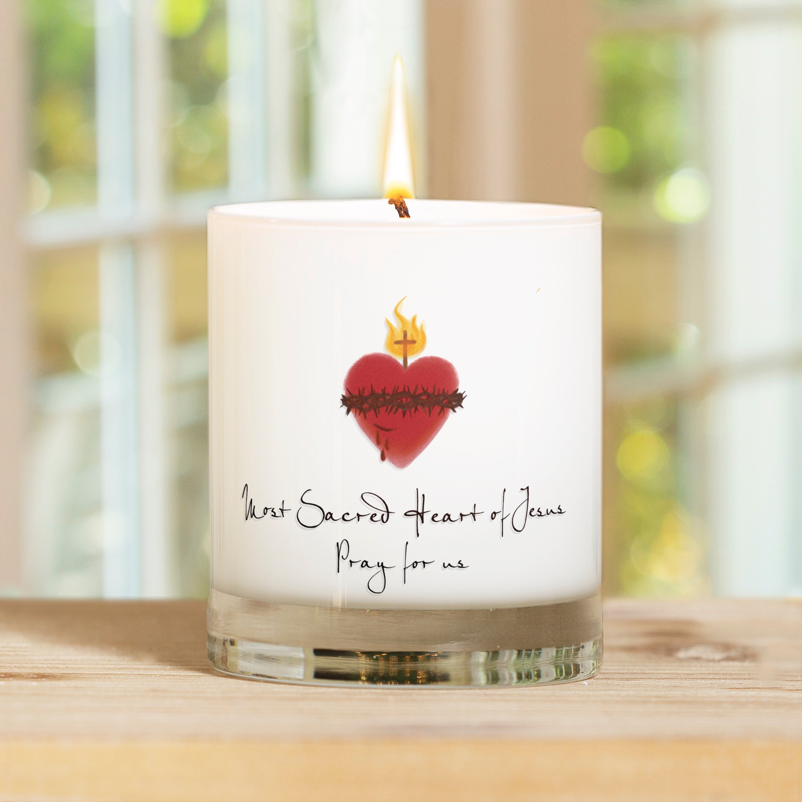 Sacred Heart of Jesus Watercolor Candle