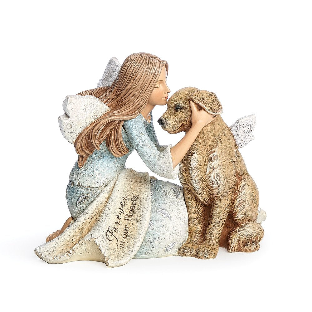 Angel with Dog Memorial Figurine