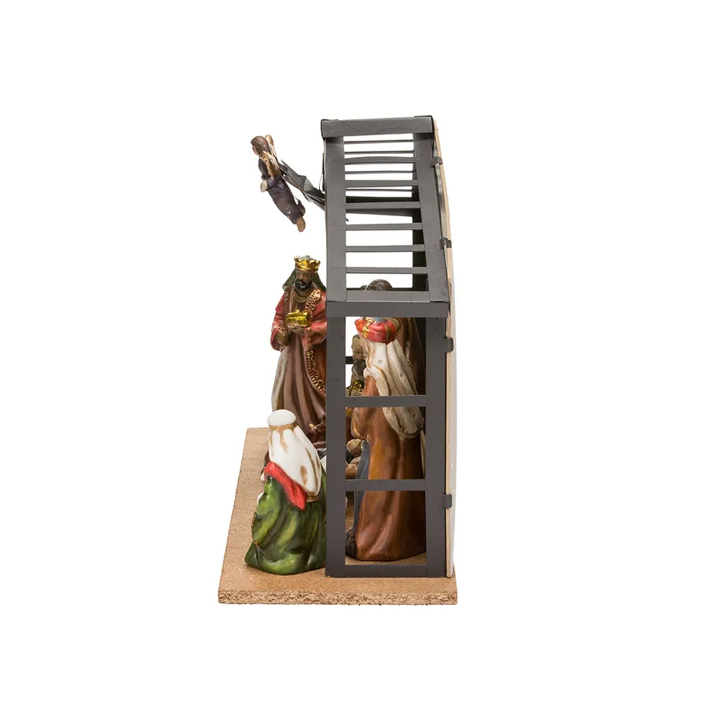 Richly Colored Porcelain Nativity Set & Stable - 10-Pieces