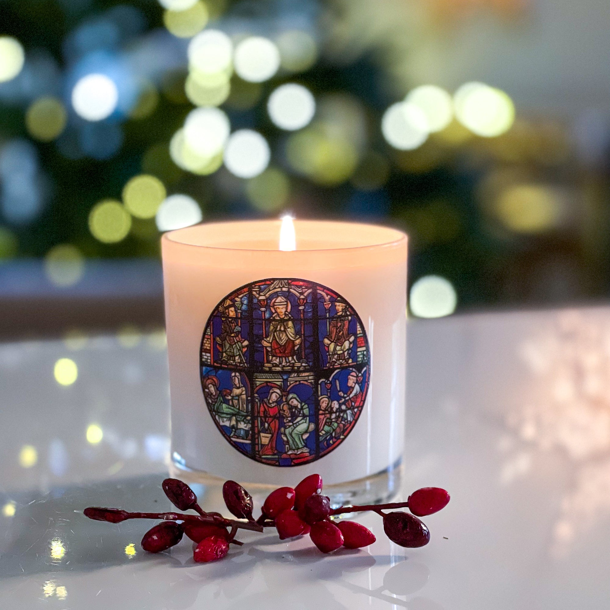 Bourges Cathedral Saint Nicholas Stained Glass Window Candle