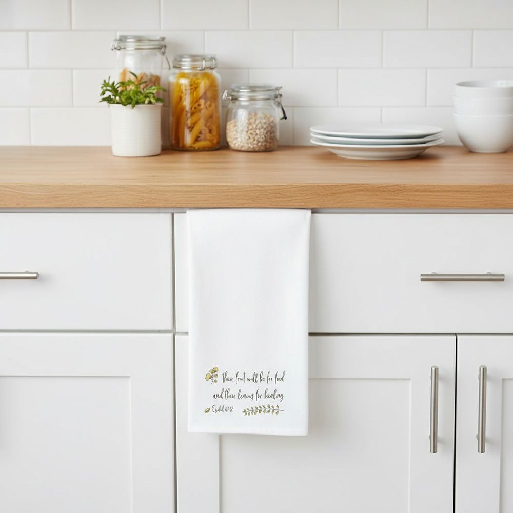 Leaves for Healing Flour Sack Dish Towel